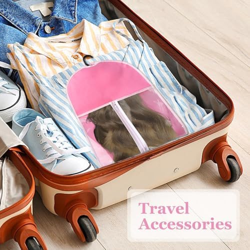 5Pcs 31.5in Hair Extension Holder Wig Storage Bag with Hanger, Pink - Image 7