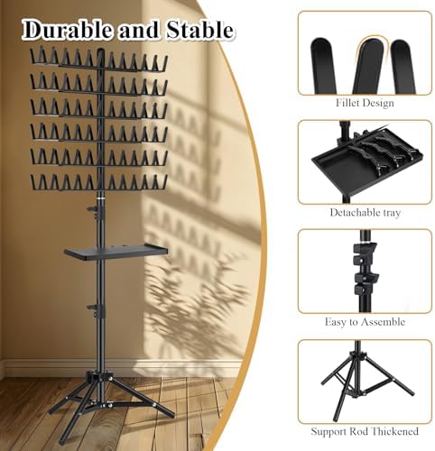 OLMRJKD Braiding Rack with Tray, 144 Pegs Height Adjustable, 2-side Hair Extension Holder, Hair Stand with Stylist Tools for Salon/Home/Travel (Black) - Image 3