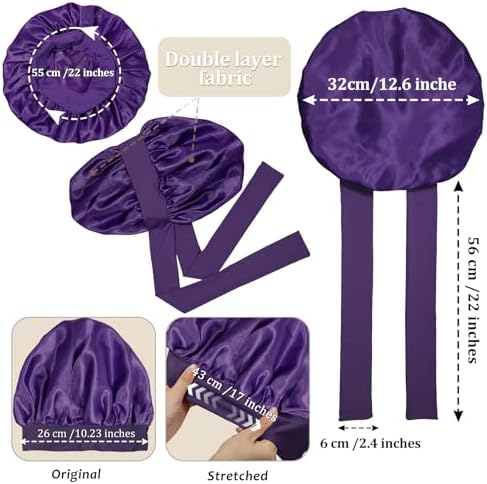 AWAYTR 2-Layer Satin Hair Bonnet, Tie Band Sleep Cap for Women - Image 2
