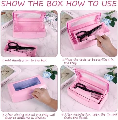 Nail Tool Sterilizer Box Disinfectant Jar Plastic Disinfectant Container Suitable for Nail Tools Hair Salons Beauty Centers and Manicure and Nail Equipment(Pink) - Image 4
