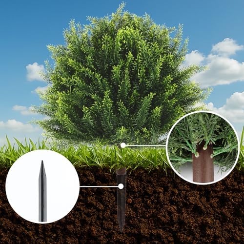 24.2" Outdoor Artificial Plants Topiary Trees - UV Resistant Faux Greenery Fake Shrubs Bushes for Front Porch Home Garden Patio Decor with Ground Spike - Image 4