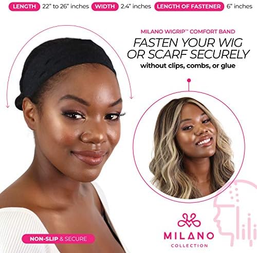 MILANO COLLECTION WiGrip, The Original Comfort Grip Band, Adjustable Wig Bands for Women Provides Glueless Support, Non-Slip Wig Grip Headbands for Women Tension-Free, One Size Fits All, Black, 2 Pack - Image 4