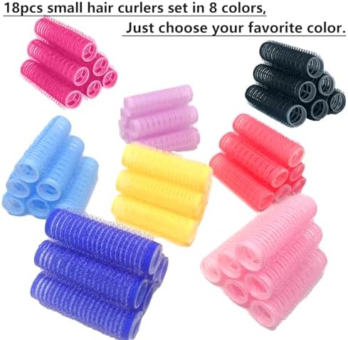 18PCS Self Grip Small Hair Curlers Heatless Roller Hair Curlers Pro Salon Hairdressing Curler DIY Curly Hairstyle Hair Rollers Tools Rat Tail Comb for Women Medium Short Hair(Black) - Image 6