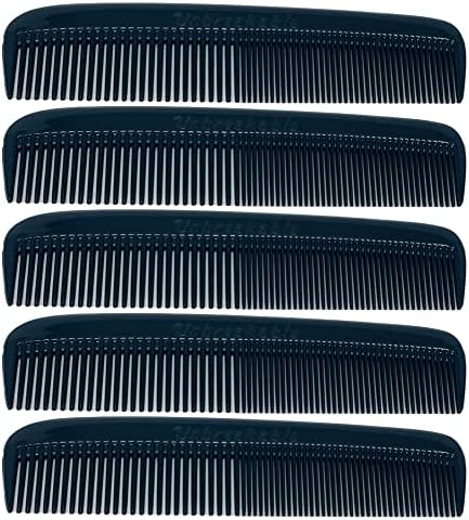 GENTS (5 Pack) Pocket Comb Black Unbreakable Round Teeth Course Fine Pocket Beard & Mustache Combs for Men's Hair | Sideburns Travel-Friendly Symmetry, Friendly Birthday Gifts Peines para Cabello by GentsFineGroomingProducts