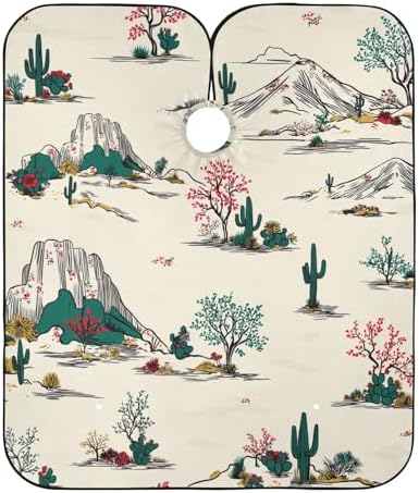 Blueangle Desert Cactus Salon Barber Cape for Men and Women Hairdressing, Waterproof Adjustable Snap Closure Apron Hair Cutting Capes for Home Use, 55x65 Inch by Blueangle
