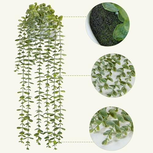 22“ Artificial Eucalyptus Artificial Hanging Plant 2 Pcs - Image 4