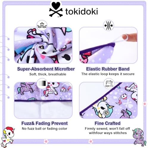 tokidoki Microfiber Hair Towel, Unicorno Hair Wrap,2 Pack Hair Dryer Towels - Image 4