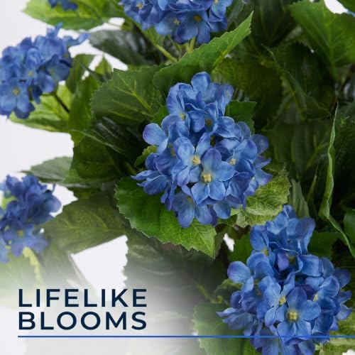 Garvee Artificial Hydrangea Tree, 3.1 FT Faux Hydrangea Plant in Pot with 9 Lifelike Blue Flowers, Fake Potted Flower Trees with Black Planter for Indoor Home Office Decor - Image 4