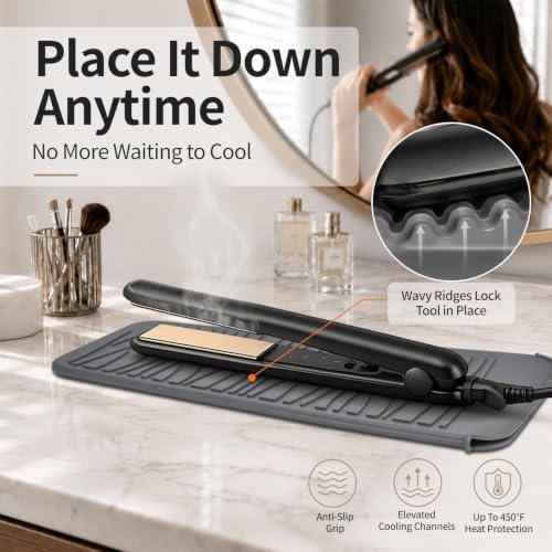 Silicone Heat Resistant Mat for Hair Iron, 11 x 5 inch, Grey, 1 Pack - Image 4
