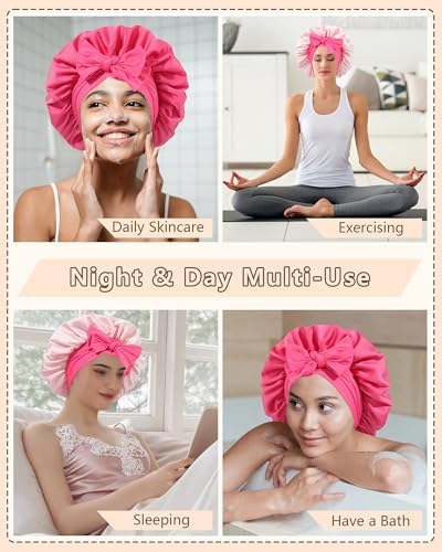 AWAYTR Satin Hair Bonnet for Sleeping, Adjustable Double Layer Sleep Cap - Image 6