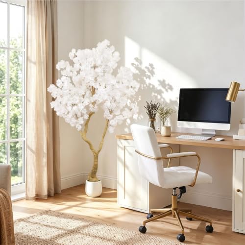 White Artificial Cherry Blossom Tree 5FT with Sturdy White Planter - Image 5