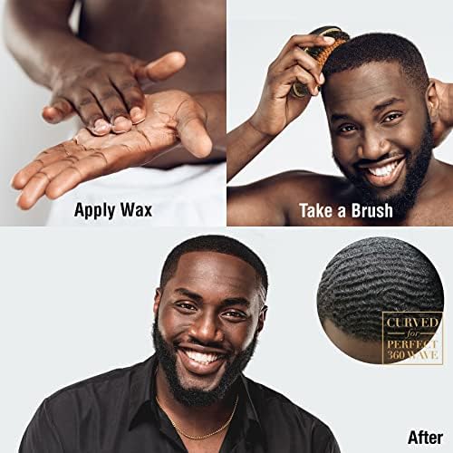 RED Premium Boar Bristles Pocket Wave Brush for Men - Medium Hard Curved Palm Brush - Image 6
