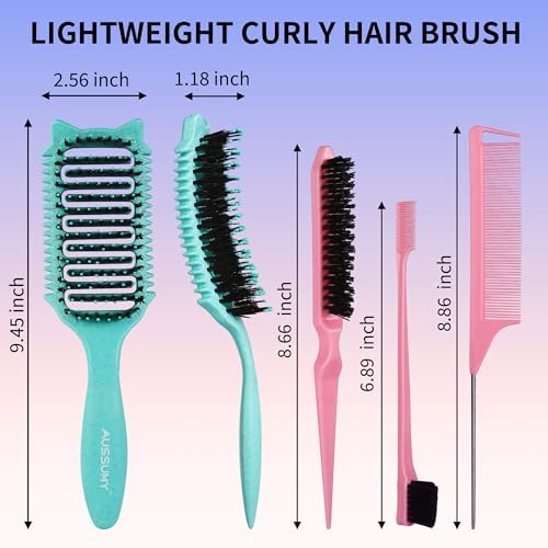 2 Pack Curl Defining Brush – With 3 Styling Tools for Effortlessly Detangles Shaping & Define Natural Curly Waves & Coils – For Women & Men Wet or Dry Hair - Reduces Frizz & Adds Shine - Image 3