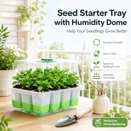 5 Pack 60-Cell Silicone Seed Starter Trays with Humidity Dome - Image 2
