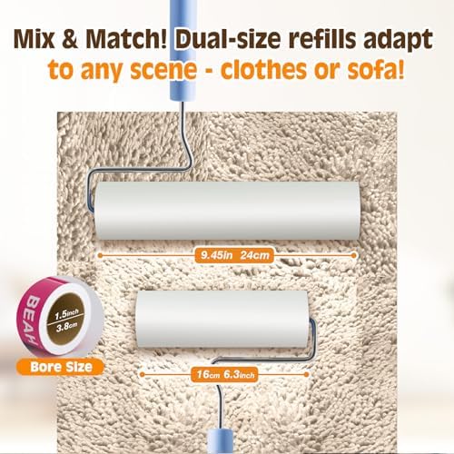 BEAH Large Lint Roller for Pet Hair Extra Sticky,9.45''Pet Hair Removal Tool Roller for Pet Dog Cat Hair (5 Long Rolls) - Image 4