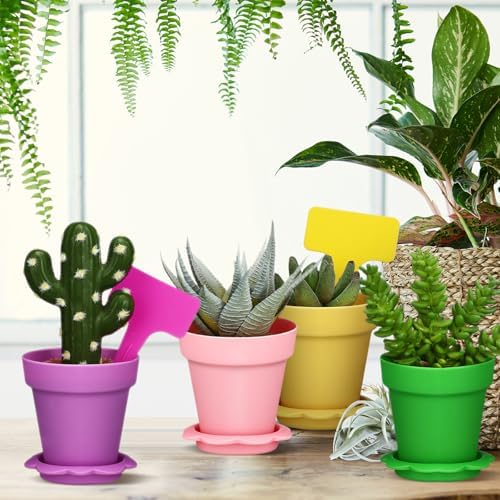 36 Packs Cupcake Plant Nursery Pots with Humidity Dome Small Flower Pots Plastic Planting Containers Cups with Saucers and Shovel for Indoor Outdoor Plant Succulent Display(Colorful) - Image 3