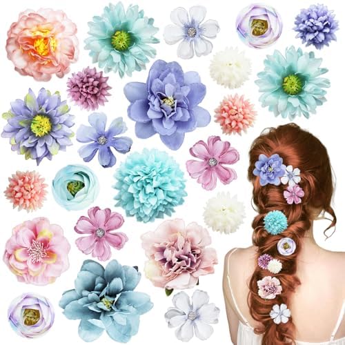 23 PCS Flower Hair Clip for Women Pink Purple Floral Hair Barrettes for Girls Rose Bride Barre Hair Accessories for Wedding by SHEHARUHI