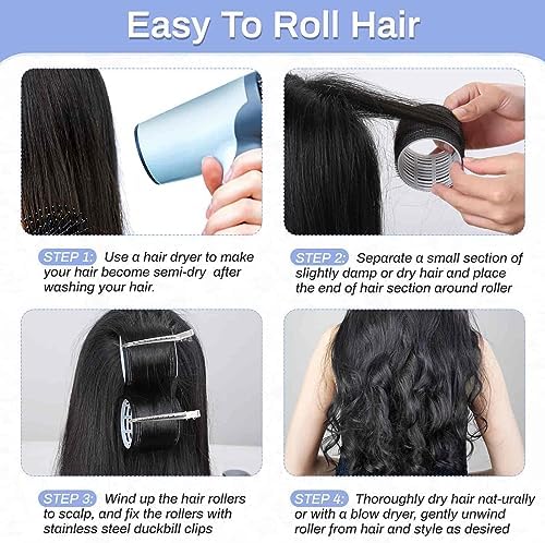 Selizo Hair Roller 28 Pcs Set, Includes 16Pcs Self-Grip Hair Rollers in 4 Sizes and 12Pcs Hair Clips for Long Medium Short Hair Volume - Image 5