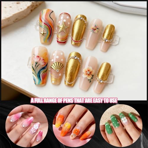 Artdone Nail Art Brushes With Nail Stands Nail Art Tool Set, Dotting Tools, Dust Brush,Striping Brushes for Long Lines, Drawing Pen For Gel Polish Design supply - Image 2