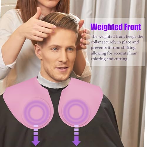 Hair Dye Collar, Salon Hairdressing Hair Cutting Cape, Styling and Hair Cutting Salon Supplies, Waterproof Silicone Neck Guard, Perfect for Home and Professional Hair Coloring (Pink) - Image 4