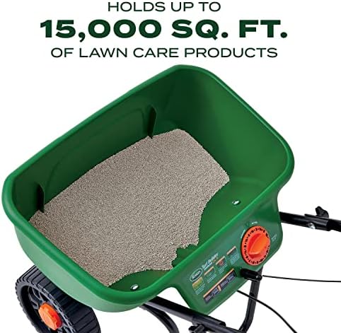 Scotts Turf Builder EdgeGuard DLX Broadcast Spreader for Seed, Fertilizer, Salt, Ice Melt, Holds up to 15,000 sq.ft. Product, Green - Image 5
