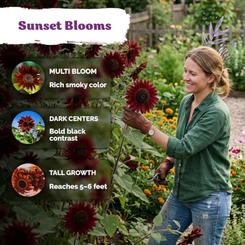 100 Velvet Queen Sunflower Seeds for Planting, Helianthus Annuus, Heirloom - Image 4
