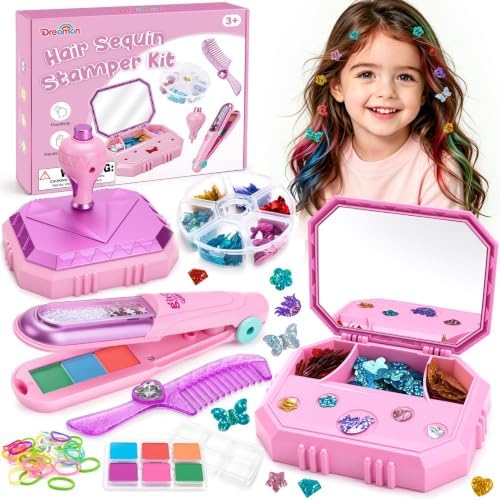 Dreamon Hair Gem Stamper Kit with Hair Chalk, Birthday Gifts for Girls 3-12 by Dreamon