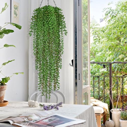Waipfaru 4Pcs Artificial Hanging Plants for Outdoors, Fake Vines Greenery - Image 2