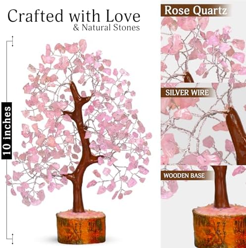 YATSKIA Rose Quartz Tree of Life Crystal Bonsai, Unique Gifts for Women, Sister & Friends, Handmade Gemstone Tree, Living Room, Bedroom & Office Decor, Birthday Gifts - Image 2