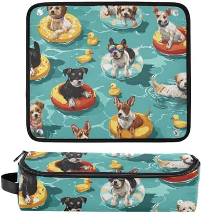 Hair Tools Travel Bag with Heat Resistant Mat Detachable 2-in-1 Curling Iron Travel Case Hot Tools Organizer for Straightener Flat Iron Teal Swimming Pool Dogs and Ducks - Image 3