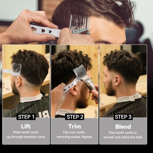 Blend Friend Fade Comb Set Grey Self Hair Cutting Tools for Men & Boys 1PC - Image 4