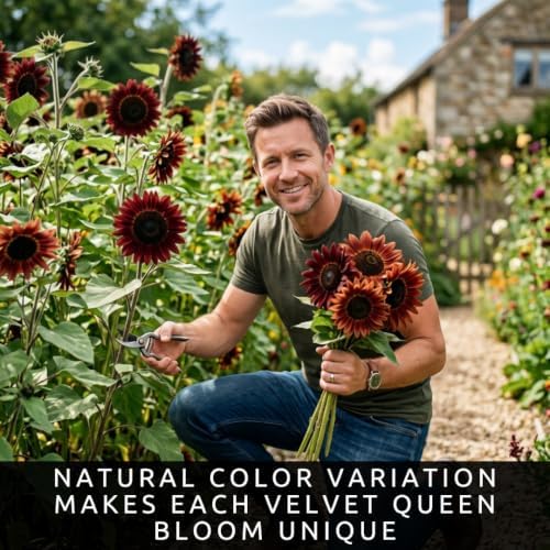 50 Velvet Queen Sunflower Seeds | Burgundy Red Flower Seeds for Planting - Image 3