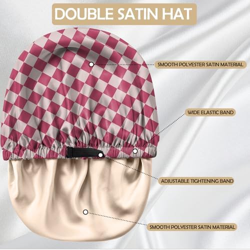 Satin Hair Bonnet Silk Bonnet for Sleeping Double Layer Elastic Adjustable Reusable Cute Aesthetic for Women Girls - Image 4