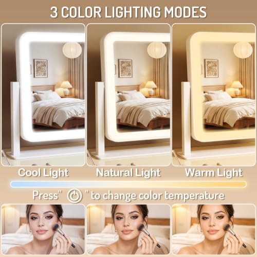 CraftCraze Makeup Mirror with Lights Vanity Mirror Dimmable|14"x12" White - Image 3