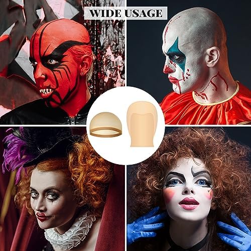 NACHLYNN 8 Packs Halloween Makeup Latex Bald Caps and Nylon Wig Caps for Adults Kids Women Men Halloween Party Costume Accessories - Image 5