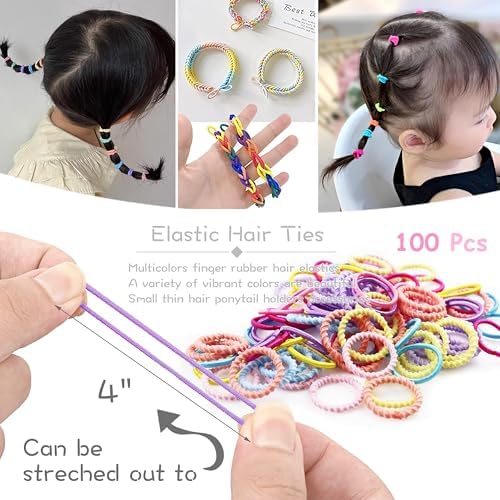 882Pcs Hair Accessories for Girls Elastic Ties Clips Kit Colored - Image 6