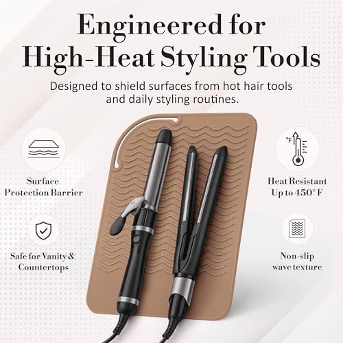 Large Vanity Mat, Heat Resistant Mat for Hair Tools, Vanity Décor, Mocha - Image 4