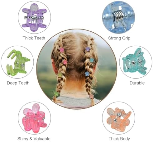 Mini Flower Hair Clip Flower Clips,Colorful Mini Hair Claw,for Women, Girls,Baby, Toddler Bangs Strong Grip Small Tiny Rainbow Hair Clips (50, Glitter) - Image 2