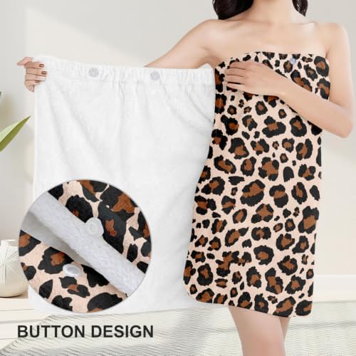 Absorbent Bath Towel Wrap Set (32 X 60 in), Cheetah Print - Image 4