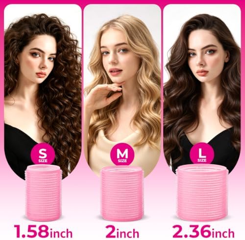 Teenitor 18pcs Hair Rollers Set Pink Hair Rollers for Women and Hair Clips - Image 3