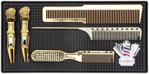 Barber Mat for Clippers Non-Slip Thickened Silicone Non-Slip Mat | Barber Shop Home Counter Workstation Organizer Mat for Scissors, Trimmers, Clippers, Hair Cards, Combs, Razors, etc (12 * 6 Inch) - Image 4