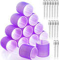 Jumbo Hair Curlers Rollers, 12Pcs Hair Roller Curlers Self Grip Holding Rollers with12 Stainless Steel Duckbill Clips for Long Hair Volume (Purple) by ProfessionalDIYArtSupplier