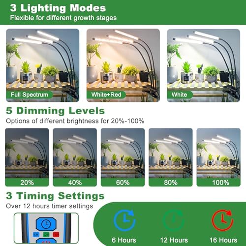 Grow Lights for Indoor Plants with Clip, Full Spectrum 6000K - Image 3