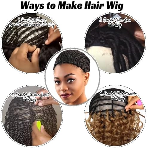 Braided Wig Cap For Crochet Hair Braids Breathable Cornrow Cap for Easier Sew in Weave Hair Glueless Black Cornrow Crochet Wig Cap For Making Wig Large Size(braided caps,2pcs) - Image 3