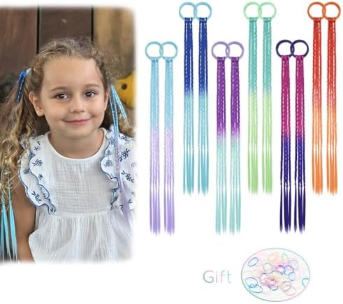 Dreamlover Rainbow Braided Hair Extensions for Kids, 12 Pieces by Dreamlover