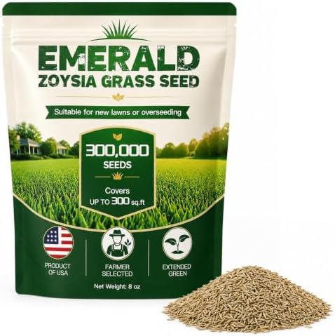 8 oz Emerald Zoysia Grass Seed, Premium Seeds for Lawn, Soft & Dense by Majero