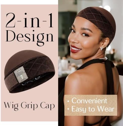 Dark Brown Wig Grip Cap for Women Non Slip, 2 PCS - Image 2