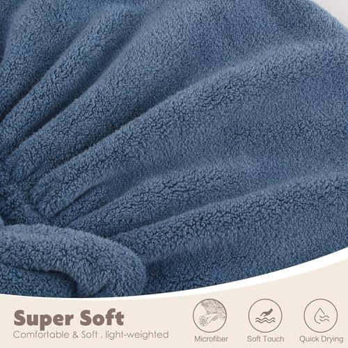 SUNLAND Large Microfiber Hair Drying Caps with Bow Knot 2 Pack Darkblue - Image 5