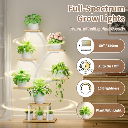 BACEKOLL Plant Stand Indoor with Grow Light, 7 Tier 49" Lighted Plant Shelf - Image 3