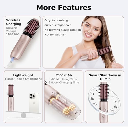 CARESKY® Cordless Curling Iron Brush 1‑1/2" Reduce Frizz for 1B-3C Curls - Image 6
